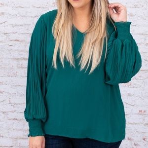 Chic Soul Unwritten Moments Blouse, Hunter Green 2X